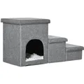 Produktbild: PawHut Hundetreppe 3 Stufige mit Höhle Stauraum Kissen