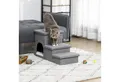 Produktbild: PawHut Haustiertreppe 3 Stufige Katzentreppe Hundetreppe mit Höhle (Haustierleiter, 1-St., Tiertreppe), Leinen, Hellgrau 73,5 x 33 x 40,5 cm