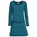 Produktbild: Vishes Midikleid Extra warmes Winterkleid Damen Langarm Kleider Sweatkleid Fleece Elfen, Hippe, Boho, Goa Style blau 44