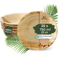 Produktbild: BIOZOYG 25 Stück runde Einwegschalen Palmblattschalen 750ml für Partys, umweltfreundliches Biogeschirr, Einmalgeschirr, biologisch abbaubar