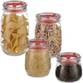 Produktbild: Relaxdays Vorratsgläser 4er Set, Deckel mit Strohhalmöffnung und Dichtung, Glasdosen für Nudeln, Getränke, transparent - Transparent