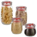 Produktbild: Relaxdays Vorratsgläser 4er Set mit Deckel Rot,Transparent