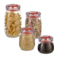 Produktbild: Relaxdays Vorratsgläser 4er Set, Deckel mit Strohhalmöffnung und Dichtung, Glasdosen für Nudeln, Getränke, transparent