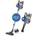 Produktbild: CLEANmaxx Zyklon Hybrid Staubsauger Akku-Zyklonstaubsauger Hand- und Bodenstaubsauger mit EPA11-Filter, beutellos, kabellos mit Filter und Akkulaufzeit bis zu 45 min, LED-Funktion blau|grau 12.8 cm x 19.3 cm x 38 cm