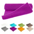 Produktbild: heimtexland Badematte Badvorleger Chenille Badteppich Duschvorleger, rutschhemmend beschichtet, Fußbodenheizung geeignet, fußbodenheizungsgeeignet, saugstark, schnell trocknend, strapazierfähig, rutschfest, Polyester, rechteckig, Set 45x50 / 50x80 cm, Hochflor, super weich, extrem saugfähig, Maschinenwäsche lila Set 45x50 / 50x80 cm