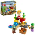 Produktbild: LEGO Minecraft The Coral Reef 21164 Hands-on Minecraft Marine Toy Featuring Alex, a Drowned and 2 Cool Puffer Fish, New 2021 (92 Pieces)