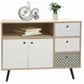 Produktbild: Livetastic Sideboard, Mehrfarbig, Weiß, Eiche, Holzwerkstoff, 3 Schubladen, 106.5x77x39 cm, Wohnzimmer, Kommoden & Sideboards, Sideboards
