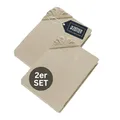 Produktbild: SCHÖNER WOHNEN Spannbettlaken 180x200cm 2er Pack Beige bis 200x200cm - Luxus Spannbetttücher aus Jersey-Baumwolle Öko-Tex Zertifiziert - für Matratzen bis 30 cm & Boxspringbett - Bettlaken