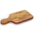 Produktbild: Schneidebrett mit Griff Olivenholz NATUREHOME 30x14cm – massives Schneidebrett robust & langlebig, Servierbrett mit Griff antibakteriell & messerschonend, ideal als Küchenbrett, Brotbrett & Steakbrett