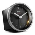 Produktbild: Braun klassischer Funkwecker in Silber-Schwarz/Schlummerfunktion (Snooze) & Lichtfunktion/präzises Funkuhrwerk/leuchtende Zeiger/Crescendo-Alarm/Modell BC07SB-DCF