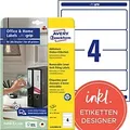 Produktbild: AVERY Zweckform ultragrip Ordneretiketten Selbstklebend Breit L4761REV-10 DIN A4 61 x 192 mm Weiß 10 Blatt à 4 Etiketten