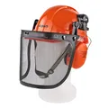Produktbild: DEMA Forsthelmkombination DFK3 – Schutzhelm, Forsthelm, Forstschutzhelm – mit Gehörschutz, Gesichtsschutz, Schnittschutz, 52–63 cm, EN-Norm – Waldarbeit, Forst, Garten, Sicherheit