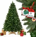 Produktbild: Merry Tree Premium künstlicher Weihnachtsbaum 180cm - großer Weihnachtsbaum Spritzguss Mix aus naturgetreuem PE + PVC + edlen Holzfuß - Stamm im natürlichen Look - Tannenbaum künstlich - Nordmanntanne