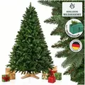 Produktbild: MERRY TREE Künstlicher Weihnachtsbaum Premium künstlicher Weihnachtsbaum aus naturgetreuem PVC + PE, Nordmanntanne, Spritzguss Mix mit Holzfuß 180 cm