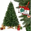 Produktbild: Merry Tree Premium künstlicher Weihnachtsbaum 180cm - großer Weihnachtsbaum Spritzguss Mix aus naturgetreuem PE + PVC + edlen Holzfuß - Stamm im... - Grün