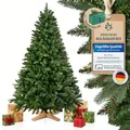 Produktbild: MerryTree Premium künstlicher Weihnachtsbaum 180 cm - großer Weihnachtsbaum Spritzguss Mix aus naturgetreuem PVC + PE - mit massivem Holzfuß - schwer entflammbar - Tannenbaum künstlich - Nordmanntanne