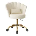 Produktbild: Hawthyhome Bürostuhl, ergonomischer Stuhl, Schreibtischstuhl mit Blütenrückenlehne, drehbar und höhenverstellbar, Samtbezug mit Kopfkissen, beige