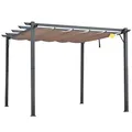 Produktbild: Outsunny Pergola Pavillon Terrassenüberdachung mit Schiebedach Garten Alu Kohlegrau+Kaffeebraun 3x3x2,23 m