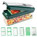 Produktbild: Genius Nicer Dicer Exclusive Gemüseschneider 15tlg Würfelschneider + Tomatenschneider Set 4 Einsätze + Reibe grob & Hobel + Auffangbehälter 2500ml, Grün