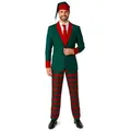 Produktbild: SuitMeister Partyanzug Weihnachts Elf Kostüm Anzug - Jacket für Karneval, Weihnachtlich bedruckter Anzug für die Feiertage grün S