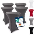 Produktbild: Blumtal 5er Set Stretch Stehtisch Hussen Bügelfrei - Oeko -TEX zertifizierte Tischhussen für Stehtische Ø 60 – 65 cm - Verstärkung im Fußbereich - waschmaschinengeeignet - Anthrazit