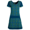 Produktbild: Vishes Tunikakleid Damen Longshirt-Kleid kurzarm Mini-Kleid Tunika-Kleid T-Shirtkleid Boho, Goa, Retro Style blau 38
