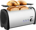 Produktbild: Steinborg Toaster 4 Scheiben mit Brötchenaufsatz Toaster Schwarz Digitales Display Toastautomat Automatische Abschaltung Langschlitztoaster Doppelschlitztoaster Familientoaster Toastgerät mit Langschlitz