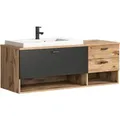 Produktbild: Waschtisch inkl. Waschbecken 140 cm x 50 cm x 48 cm E001 Eiche