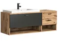 Produktbild: xonox.home - Waschtisch inkl. Waschbecken Grado 140x50x48 cm in Nox Eiche und grau matt - Badezimmerkombination Badmöbel Badset - funktional