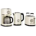 Produktbild: Klarstein Victoria Vollständiges Frühstücksset – Toaster 2 Scheiben mit Brötchenaufsatz, Wasserkocher 1,7L, Filterkaffeemaschine 12 Tassen, R... - Beige