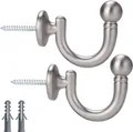 Produktbild: SENGLIDA Metallische Vorhanghalterungen Rundkopf-Vorhang Haken, an der Wand montierter Raffhalter-Quastenhalter, Fenstervorhänge-Raffhalter Kleidung Mantel Hut Handtuchhalter, 2er-Set Matt-Nickel