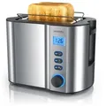 Produktbild: Arendo Toaster für 2 Scheiben mit Restzeitanzeige, 800W, wärmeisolierendes Doppelwandgehäuse, Brötchenaufsatz