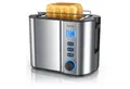 Produktbild: Arendo Toaster Edelstahl, 2 Scheiben Kurz, Kurzschlitz, Display, Restzeitanzeige, 2 kurze Schlitze, für 2 Scheiben, 800 W, Integrierter Brötchenaufsatz, Doppelwandgehäuse Wärmeisoliert