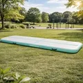 Produktbild: HAGO24 AirTrack Turnmatte 4m Mint Gymnastikmatte Tumblingmatte aufblasbar elektrische Pumpe Dropstitch 400x100x10cm Yoga Tasche Indoor Outdoor Pilates - Türkis