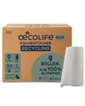 Produktbild: œcolife Küchentücher Box RECYCLING, 9 Rollen á 200 Blatt, Kurzblatt, Küchenrollen Großpackung, plastikfrei, nachhaltig, Haushaltsrollen, Allzwecktücher, Papiertücher, Papierhandtücher, Küchenpapier