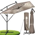 Produktbild: tillvex® Sonnenschirm Rechteckig Ø 330cm LED Solar + Abdeckung & Windschutz