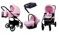 Produktbild: BabyLux® Kinderwagen Set 4 in 1 - Trailux - Light Pink - incl. Babywanne, Buggy Sportsitz, Auto-Babyschale, ISOFIX-Basisstation - Autositz - Kinderwagenset - Kombikinderwagen mit Wickeltasche usw.
