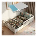 Produktbild: Juskys Kinderbett Naya 120x200 cm - Bett mit Matratze, Rausfallschutz & Lattenrost - Bodenbett Weiß