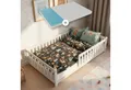 Produktbild: Juskys Kinderbett Naya, 120x200 cm Bodenbett, Holz, mit Matratze, Rausfallschutz & Lattenrost