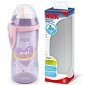 Produktbild: NUK Kiddy Cup Night Trinkbecher für Kleinkinder | 12+ Monate | 300 ml | Auslaufsicheres, verstärktes Mundstück | Leuchtet im Dunkeln | Clip & Schutzkappe | BPA-frei | Lila