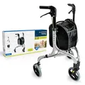 Produktbild: Weinberger Aluminium Rollator mit 3 Rädern, klappbar, mit abnehmbarer Tasche, schmal, leicht und wendig, stabil, nur 4,2 kg, Farbe: Silber, Modell: 02217