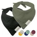 Produktbild: PiuPet® Hundehalstuch I 2er Set Hundehalstücher I Hundehalstuch große Hunde I Halstuch Hund I Stylisches Bandana große & kleine Hunde | Hundebekleidung & Zubehör I Schwarz/Grün | (S) 58x40x40cm