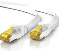 Produktbild: 10m CAT 7 Netzwerkkabel Flach, Ethernet Kabel, Gigabit Lan 10 Gbit s, Patchkabel, Flachbandkabel, Verlegekabel, Cat.7 Rohkabel U FTP PIMF Schirmung mit RJ 45 Stecker, Switch Router Modem, Weiß