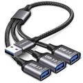 Produktbild: KiWiBiRD USB Splitter 1 zu 3 USB Verteiler (1x USB3.0, 2X USB2.0) Y Kabel 3.0 Adapter Erweiterung Ladekabel für Strom und Daten Mini HUB Kompatibel mit Laptop Drucker PC Tastatur Maus