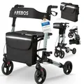 Produktbild: Arebos Leichtgewicht Rollator Aluminium | Reiserollator 6-fach höhenverstellbar | Faltbar | Inkl.Stockhalter und abnehmbare Einkaufstasche | Gehwagen Laufhilfe Gehhilfe mit Feststellfunktion | Schwarz