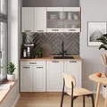 Produktbild: Vicco - Singleküche R-line, Weiß Landhaus/goldkraft Eiche, 140 Cm Ohne Arbeitsplatte