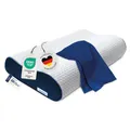 Produktbild: casimum Orthopädisches Nackenstützkissen Memory Foam - Höhenverstellbares Nackenkissen entlastet Kopf & HWS - Schlafkissen gegen Nackenschmerzen 60x30cm, inklusive Kissenbezug in blau, mittelfest
