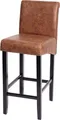 Produktbild: Barhocker MCW-C33, Barstuhl Tresenhocker, Holz MVG- WildKunstleder, dunkle Beine, Stoff/Textil