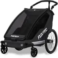 Produktbild: FUXTEC Fahrradanhänger Sportfux Schwarz FX-FA1| 2 Sitzplätze | Hecktasche mit Reflektoren | Schiebegriff | Regen- und Sonnenschutz | faltbar Schwarz - Schwarz