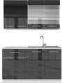 Produktbild: Vicco Singleküche Fame-Line, 140 cm ohne Arbeitsplatte, Anthrazit Hochglanz/Weiß/Weiß